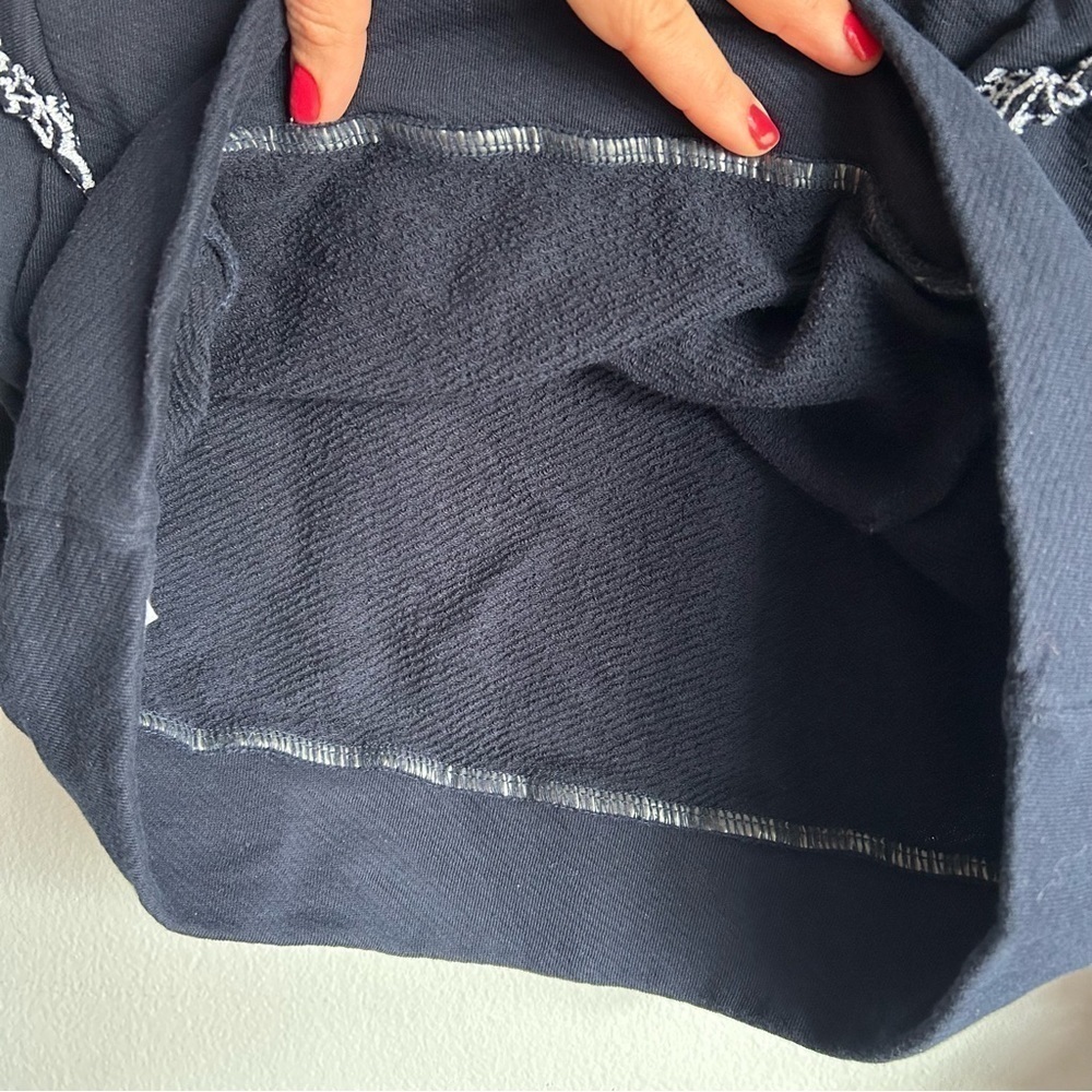 LOFT Navy Blue Top White Ruffles Long Sleeve Size XS - Picture 8 of 8